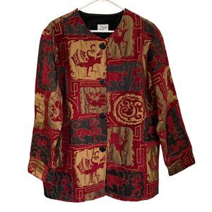 Vintage Midnight Velvet Tapestry Statement Jacket Women Large Art to Wear